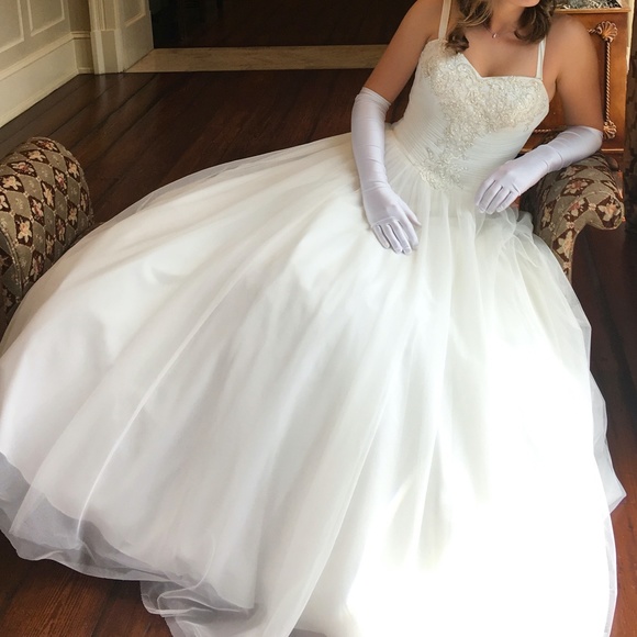 Strapless Tulle Ball Gown with Beaded Lace Bodice - Picture 5 of 12